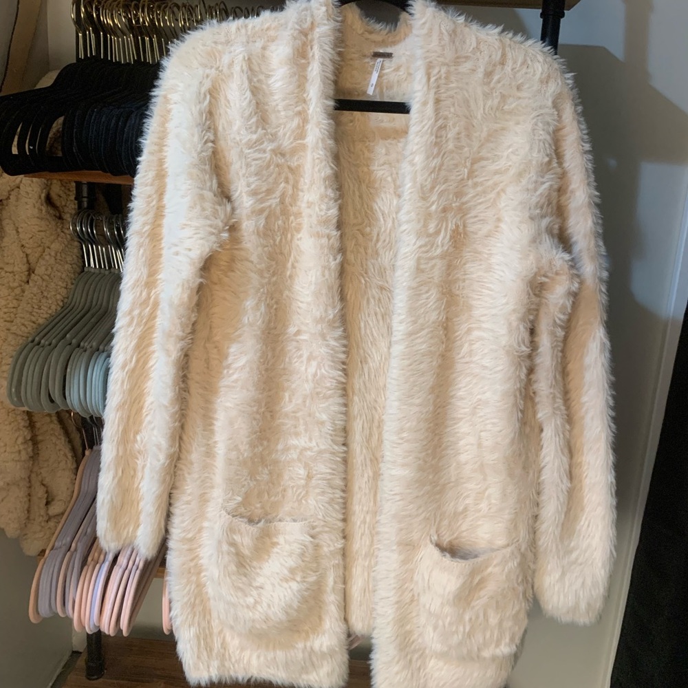 free people fur cardigan